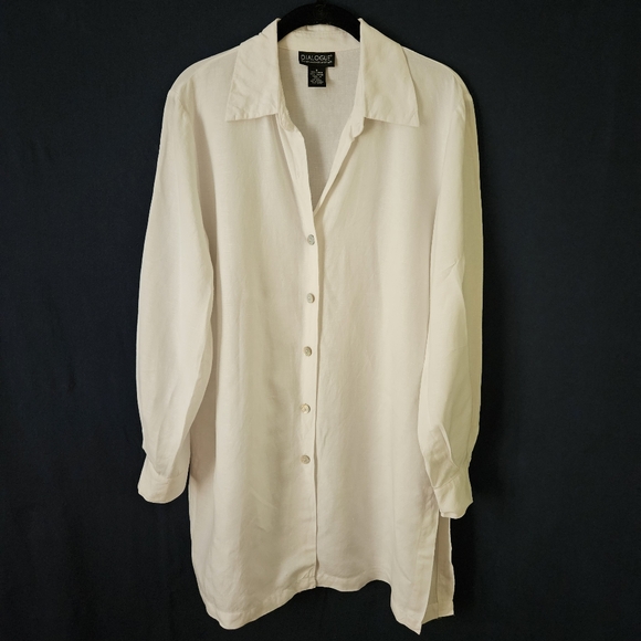 Dialogue Tops - Dialogue White Off White Collared Button Down Shirt Long Sleeve‎ Size Small